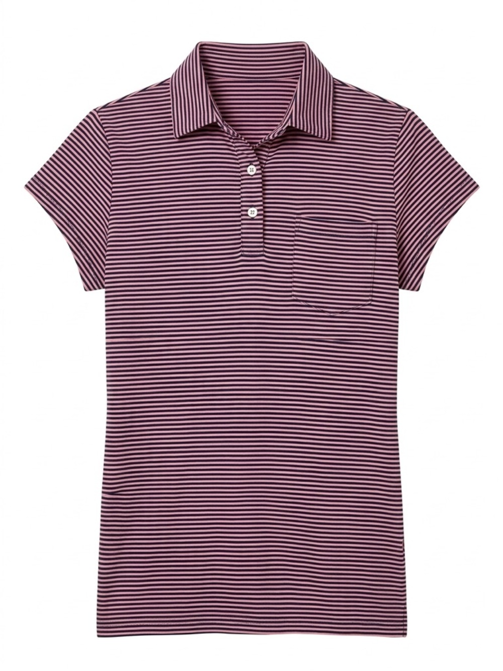 Renwick Pima Cotton Striped Polo Top Pink Blue XS Soft Stretch